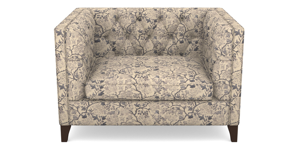 Product photograph of Haresfield Snuggler In Rhs Collection - Gertrude Jekyll Linen Cotton Blend - Navy from Sofas and Stuff Limited