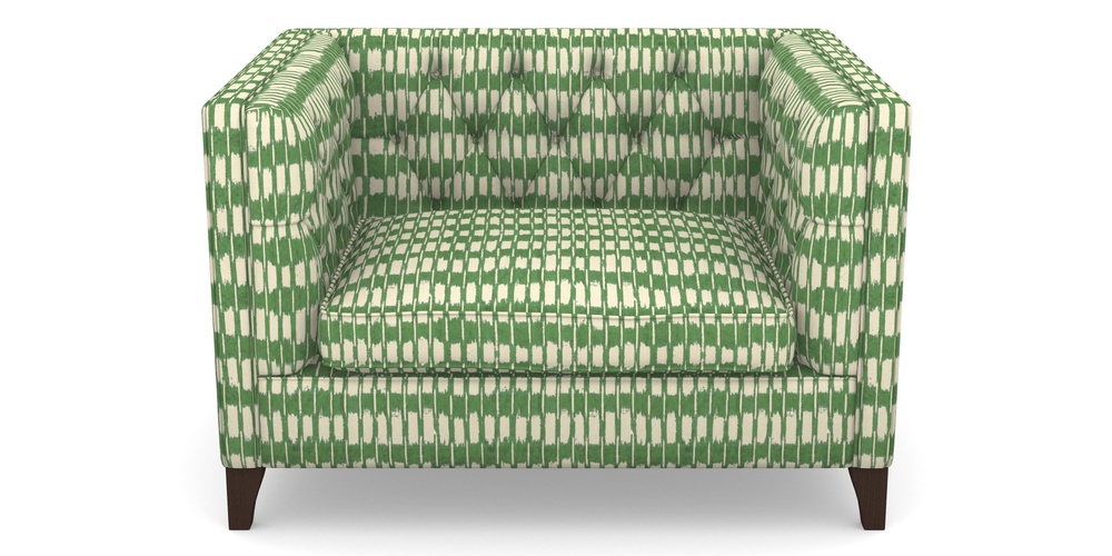 Product photograph of Haresfield Snuggler In V A Brompton Collection - Ikat - Basil from Sofas and Stuff Limited