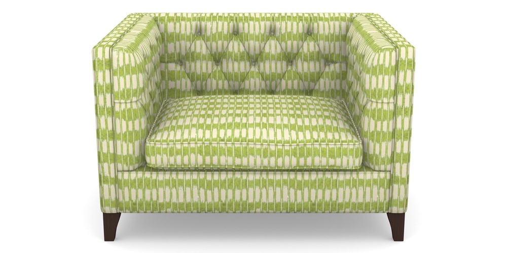 Product photograph of Haresfield Snuggler In V A Brompton Collection - Ikat - Lime from Sofas and Stuff Limited