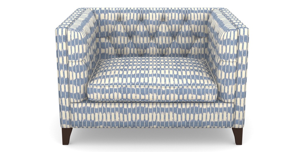 Product photograph of Haresfield Snuggler In V A Brompton Collection - Ikat - Morning Blue from Sofas and Stuff Limited