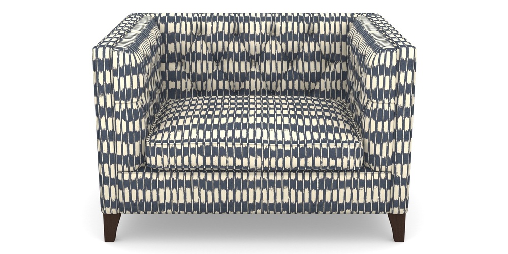 Product photograph of Haresfield Snuggler In V A Brompton Collection - Ikat - Midnight Blue from Sofas and Stuff Limited