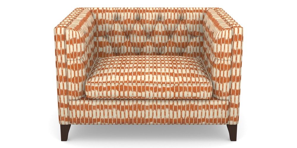 Product photograph of Haresfield Snuggler In V A Brompton Collection - Ikat - Terracotta from Sofas and Stuff Limited