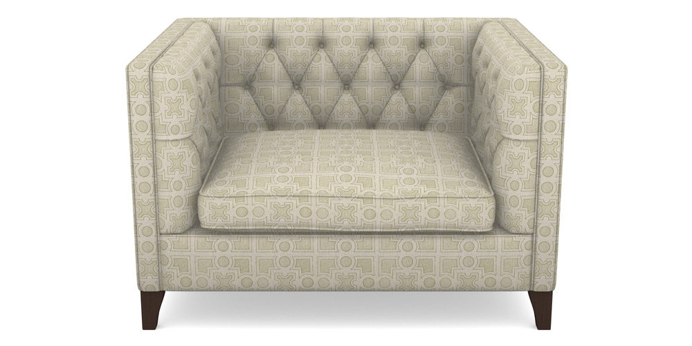 Product photograph of Haresfield Snuggler In Rhs Collection - Small Knot Garden Cotton Weave - Olive from Sofas and Stuff Limited