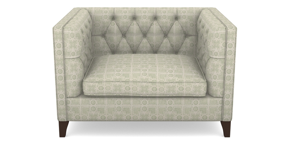 Product photograph of Haresfield Snuggler In Rhs Collection - Small Knot Garden Cotton Weave - Pistachio from Sofas and Stuff Limited