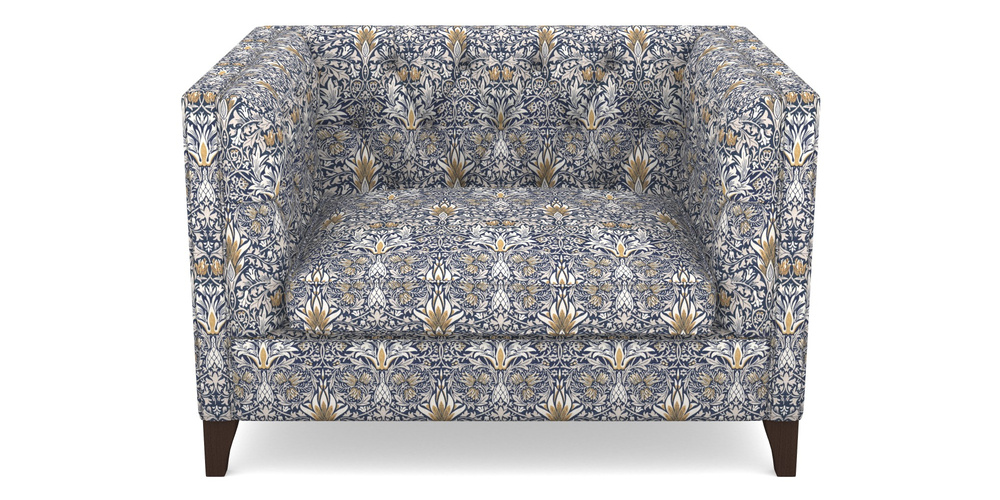 Product photograph of Haresfield Snuggler In William Morris Collection - Snakeshead - Indigo Hemp from Sofas and Stuff Limited