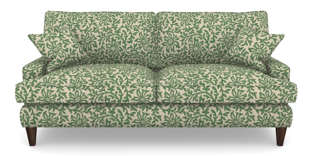 Product photograph of Ingleborough 4 Seater Sofa In V A Brompton Collection - Floral Scroll - Basil from Sofas and Stuff Limited