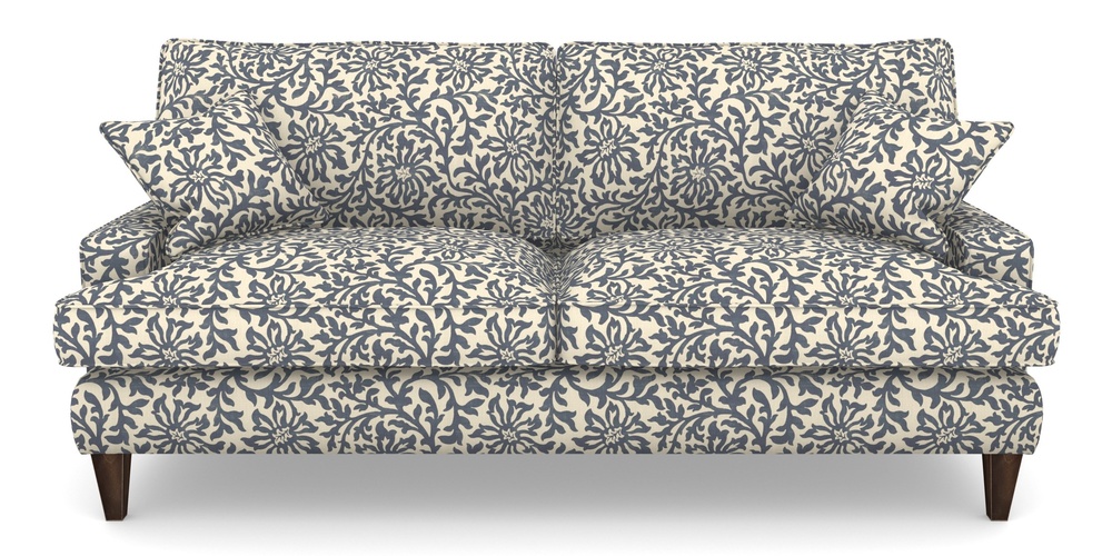 Product photograph of Ingleborough 4 Seater Sofa In V A Brompton Collection - Floral Scroll - Midnight Blue from Sofas and Stuff Limited