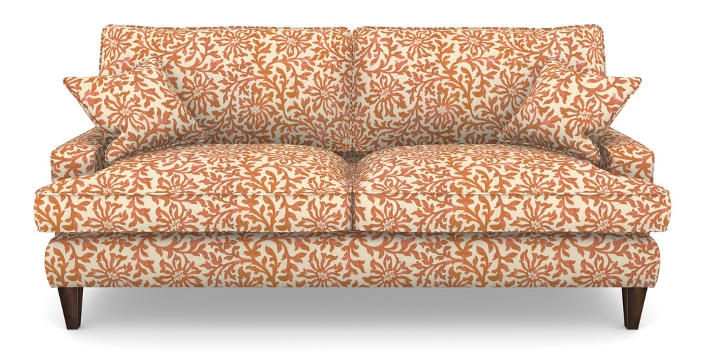 Product photograph of Ingleborough 4 Seater Sofa In V A Brompton Collection - Floral Scroll - Terracotta from Sofas and Stuff Limited