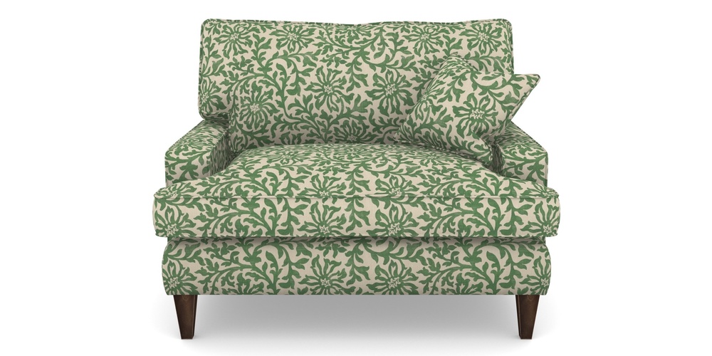 Product photograph of Ingleborough Snuggler In V A Brompton Collection - Floral Scroll - Basil from Sofas and Stuff Limited