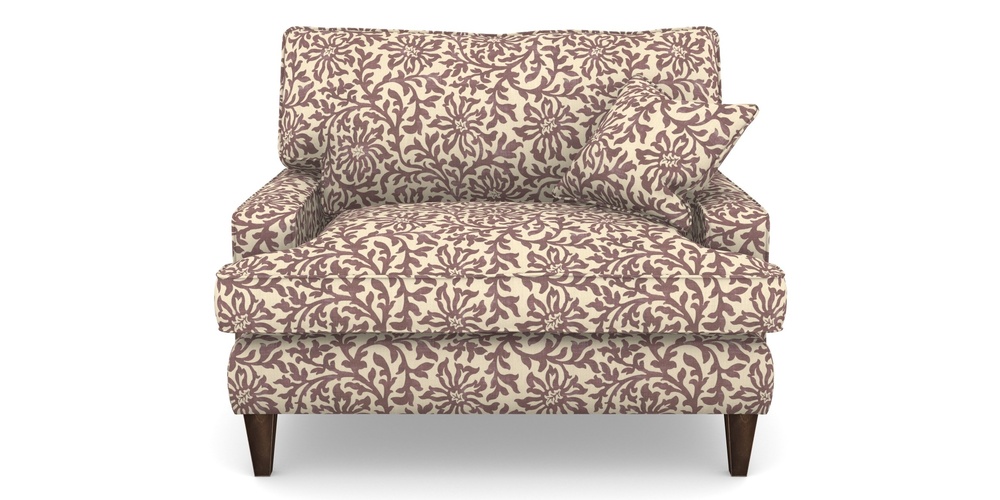 Product photograph of Ingleborough Snuggler In V A Brompton Collection - Floral Scroll - Cacao from Sofas and Stuff Limited