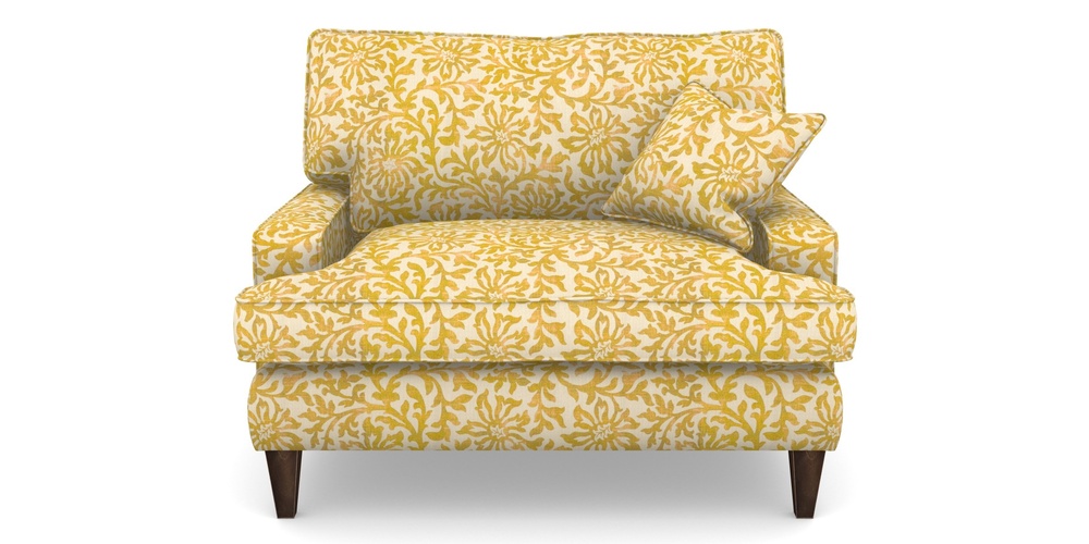 Product photograph of Ingleborough Snuggler In V A Brompton Collection - Floral Scroll - Corn from Sofas and Stuff Limited