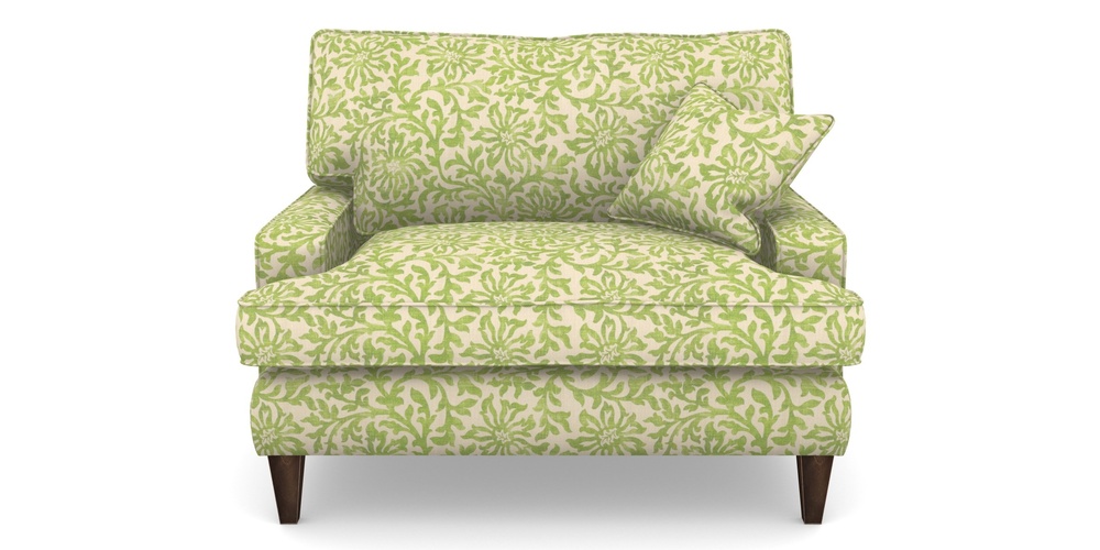 Product photograph of Ingleborough Snuggler In V A Brompton Collection - Floral Scroll - Lime from Sofas and Stuff Limited