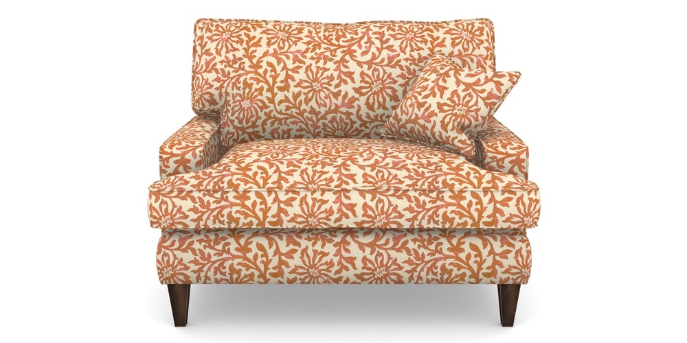 Product photograph of Ingleborough Snuggler In V A Brompton Collection - Floral Scroll - Terracotta from Sofas and Stuff Limited