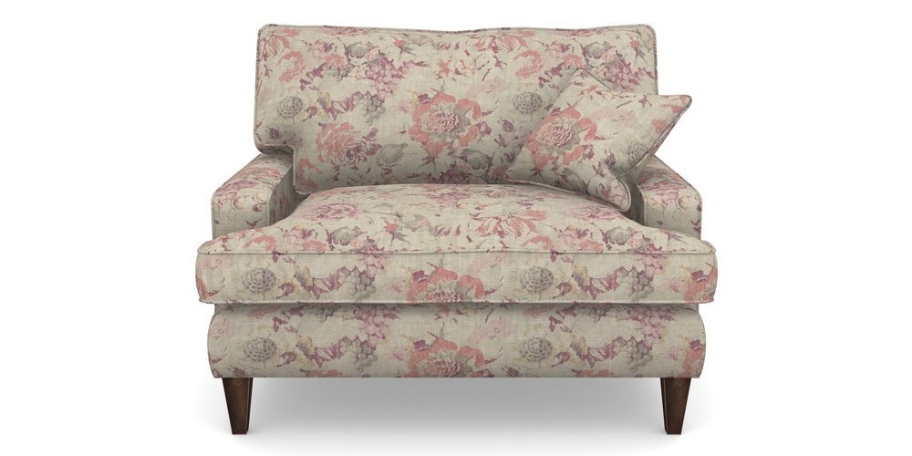 Product photograph of Ingleborough Snuggler In Floral Linen - Faith Antique Sangria from Sofas and Stuff Limited