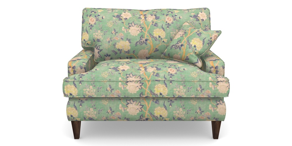 Product photograph of Ingleborough Snuggler In Floral Linen - Even So Verde from Sofas and Stuff Limited