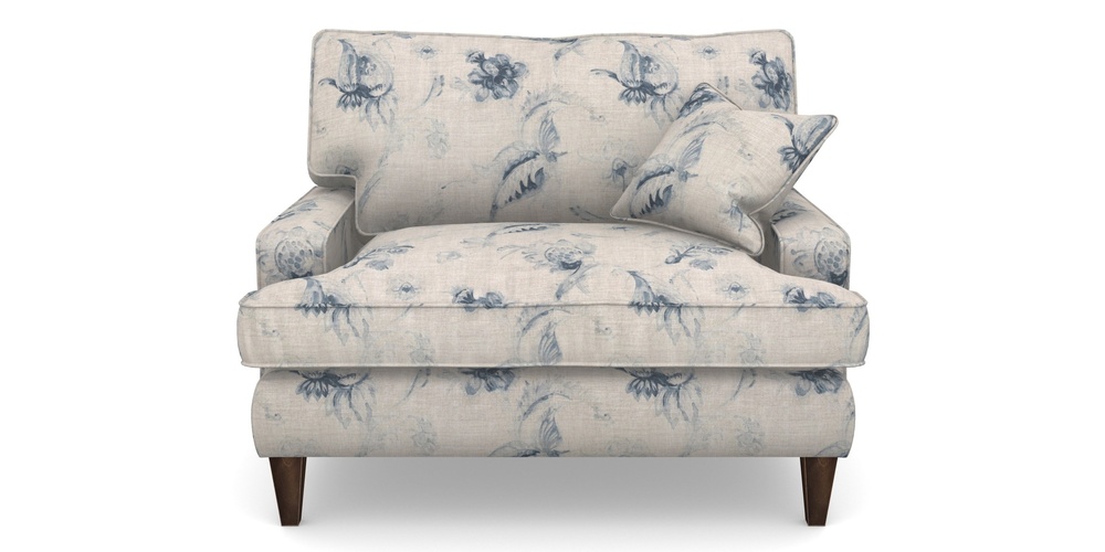 Product photograph of Ingleborough Snuggler In Floral Linen - Lela Mystery Indigo from Sofas and Stuff Limited