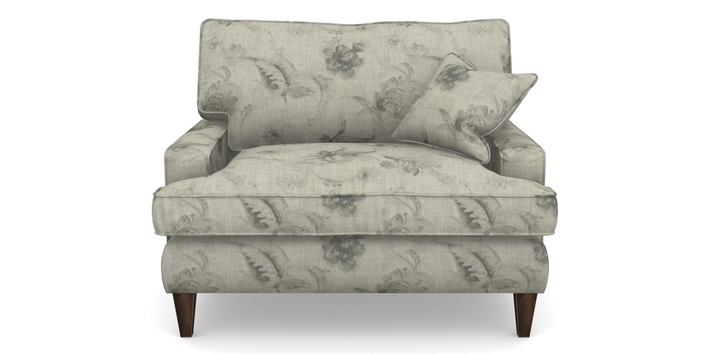 Product photograph of Ingleborough Snuggler In Floral Linen - Lela Mystery Oat Sepia from Sofas and Stuff Limited