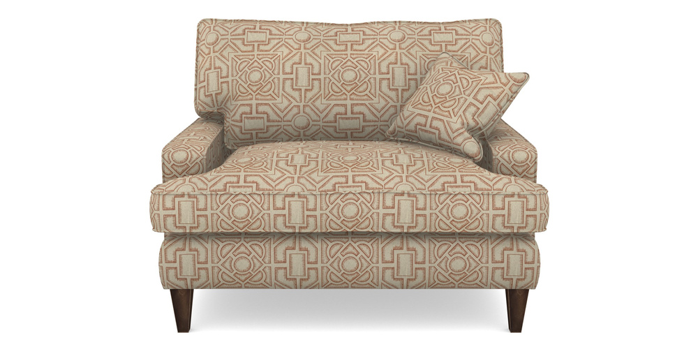 Product photograph of Ingleborough Snuggler In Rhs Collection - Large Knot Garden Linen - Terracotta from Sofas and Stuff Limited