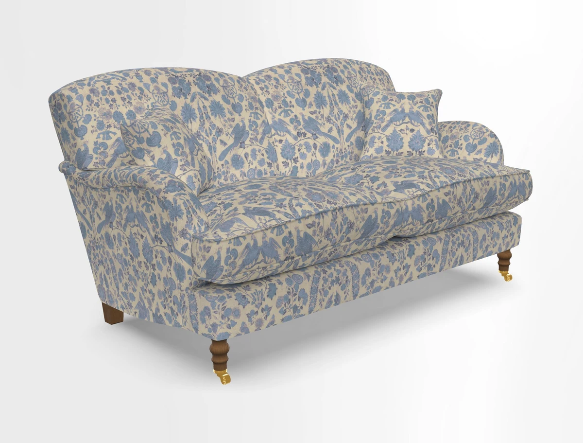 Kentwell 3 Seater 2 Hump Sofa in RHS Botanicals Henry Moon Lions Tail Teal