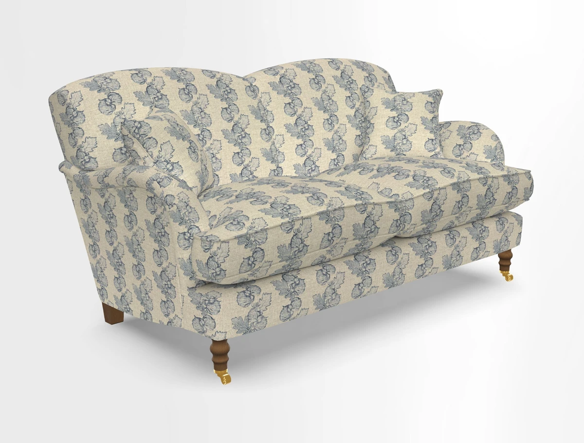 Kentwell 3 Seater 2 Hump Sofa in RHS Botanicals Henry Moon Lions Tail Teal