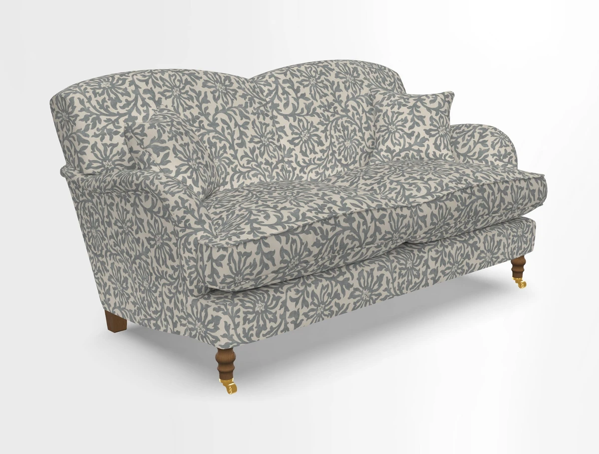 Kentwell 3 Seater 2 Hump Sofa in RHS Botanicals Henry Moon Lions Tail Teal