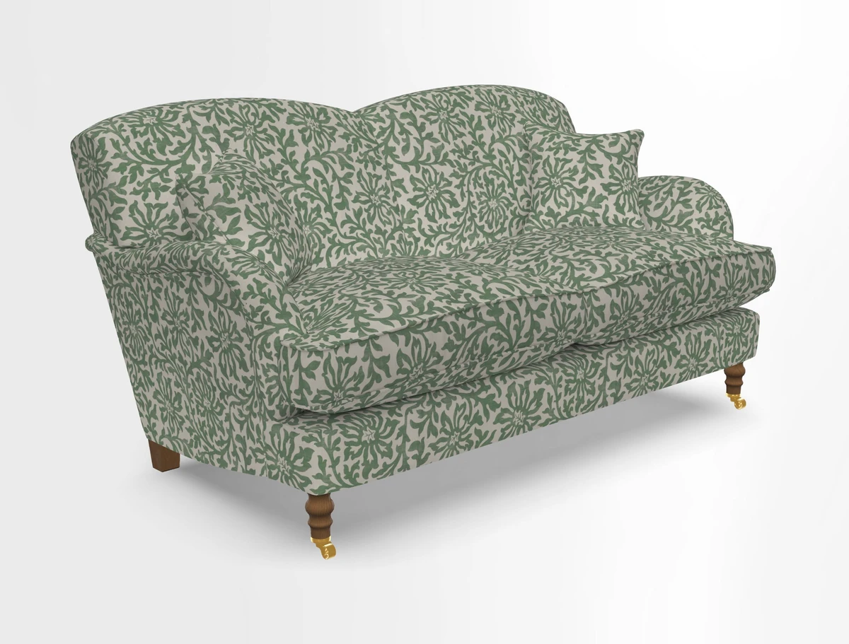 Kentwell 3 Seater 2 Hump Sofa in RHS Botanicals Henry Moon Lions Tail Teal