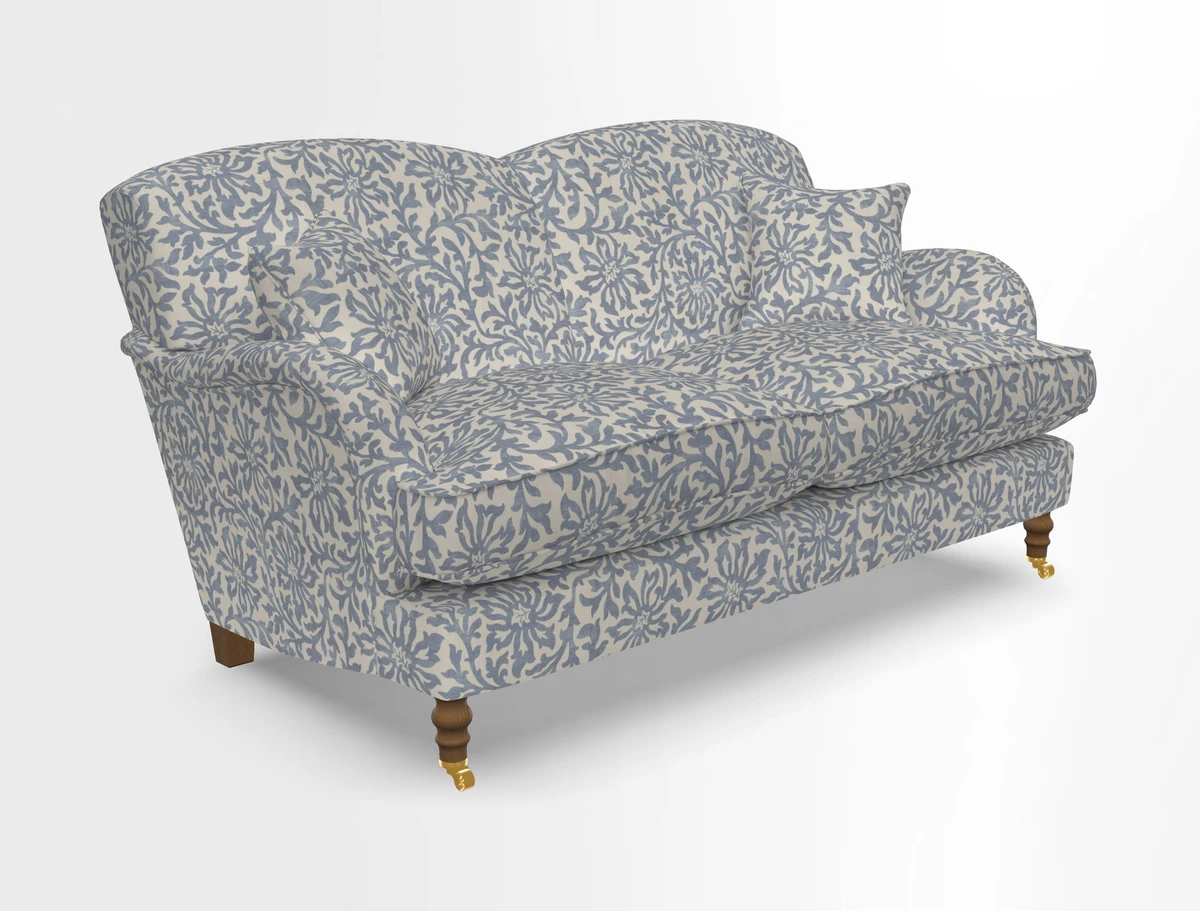 Kentwell 3 Seater 2 Hump Sofa in RHS Botanicals Henry Moon Lions Tail Teal