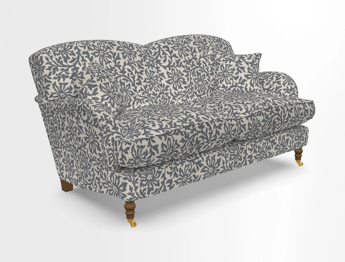 Kentwell 3 Seater 2 Hump Sofa in RHS Botanicals Henry Moon Lions Tail Teal