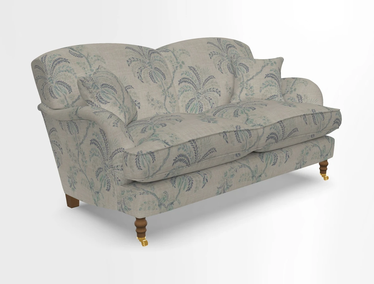 Kentwell 3 Seater 2 Hump Sofa in RHS Botanicals Henry Moon Lions Tail Teal