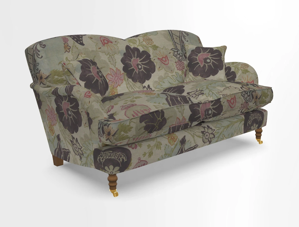 Kentwell 3 Seater 2 Hump Sofa in RHS Botanicals Henry Moon Lions Tail Teal