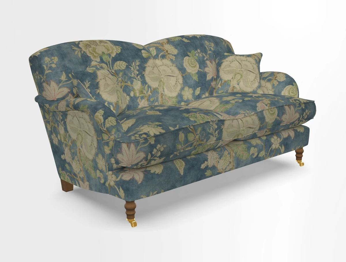 Kentwell 3 Seater 2 Hump Sofa in RHS Botanicals Henry Moon Lions Tail Teal