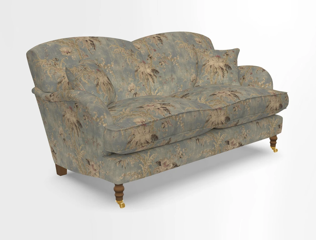 Kentwell 3 Seater 2 Hump Sofa in RHS Botanicals Henry Moon Lions Tail Teal