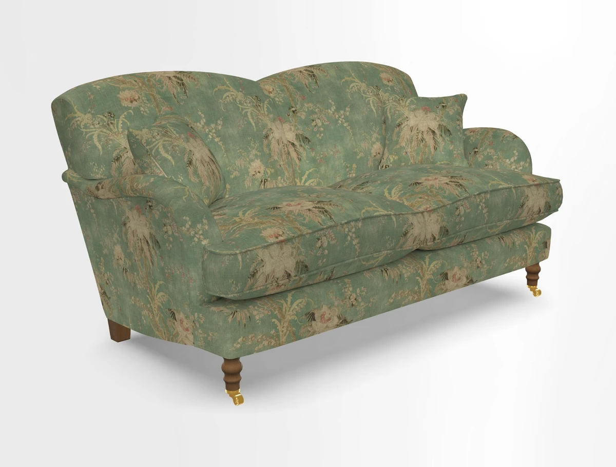 Kentwell 3 Seater 2 Hump Sofa in RHS Botanicals Henry Moon Lions Tail Teal
