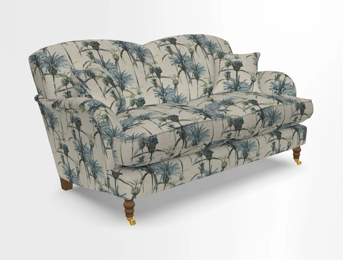 Kentwell 3 Seater 2 Hump Sofa in RHS Botanicals Henry Moon Lions Tail Teal