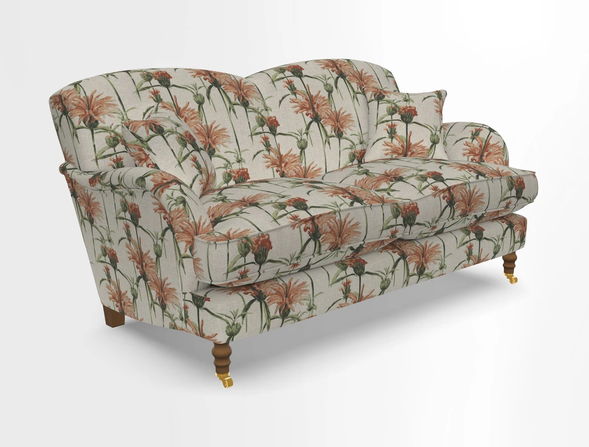 Kentwell 3 Seater 2 Hump Sofa in RHS Botanicals Henry Moon Lions Tail Teal