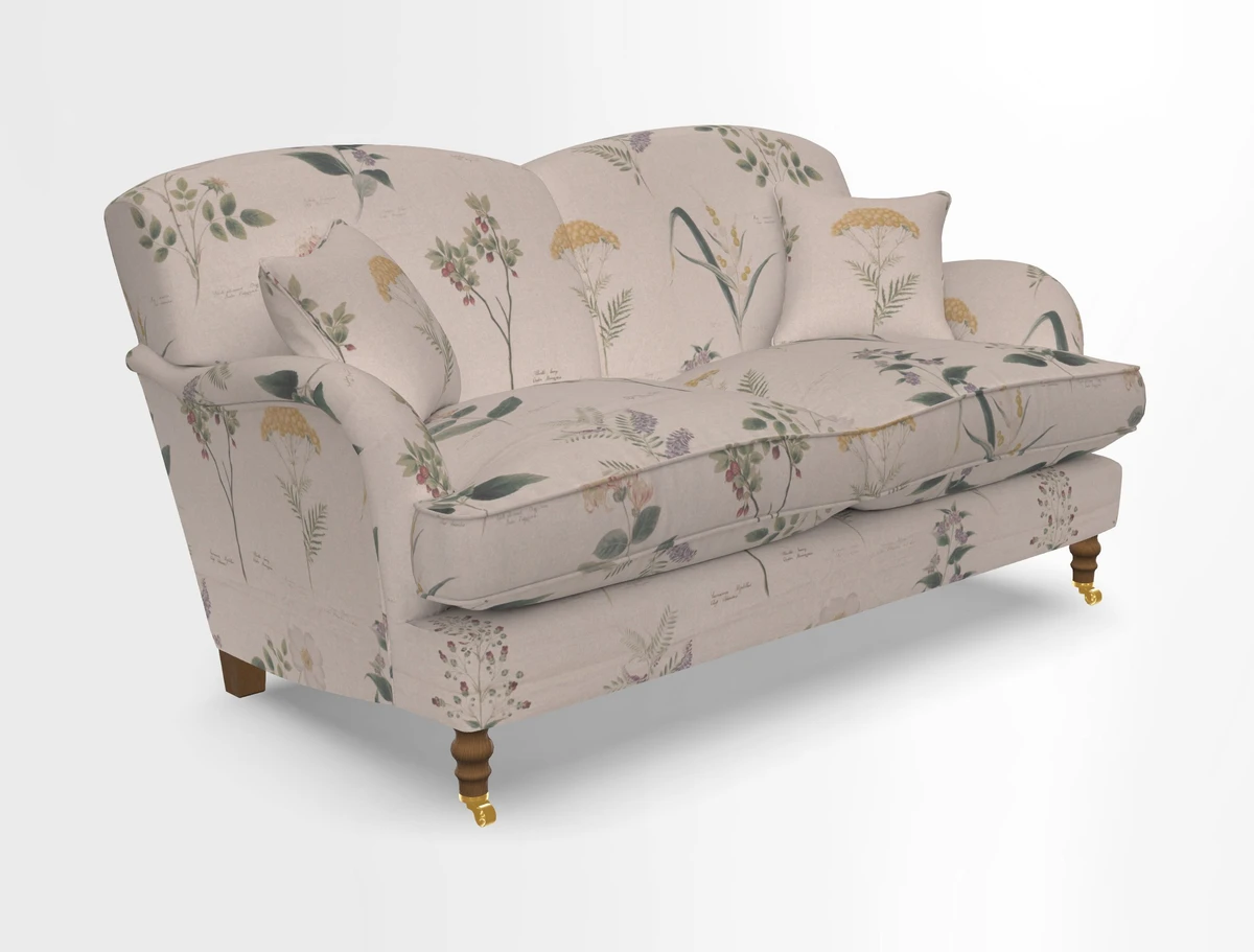 Kentwell 3 Seater 2 Hump Sofa in RHS Botanicals Henry Moon Lions Tail Teal