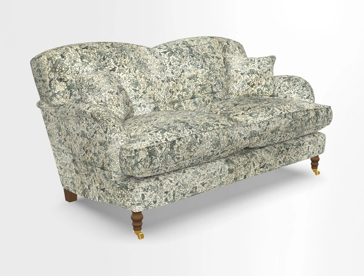 Kentwell 3 Seater 2 Hump Sofa in RHS Botanicals Henry Moon Lions Tail Teal