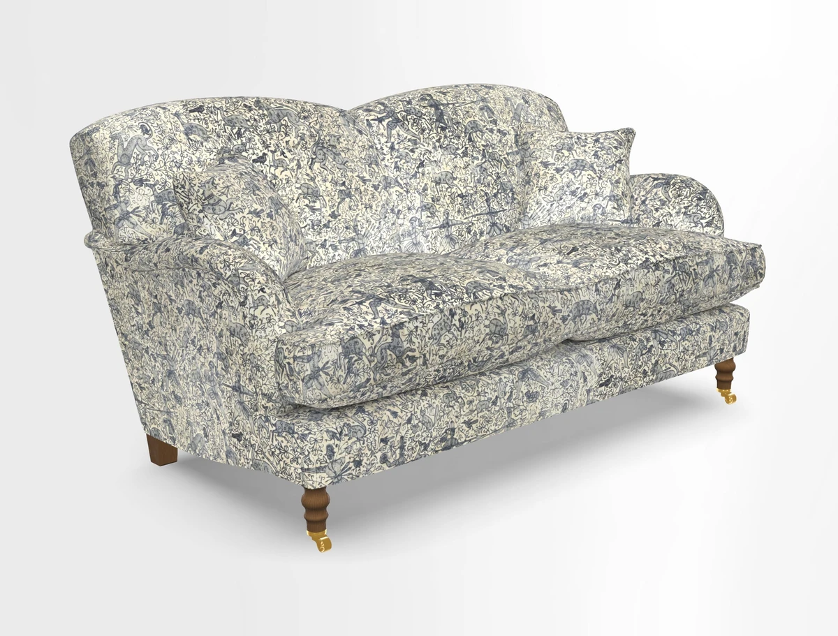 Kentwell 3 Seater 2 Hump Sofa in RHS Botanicals Henry Moon Lions Tail Teal