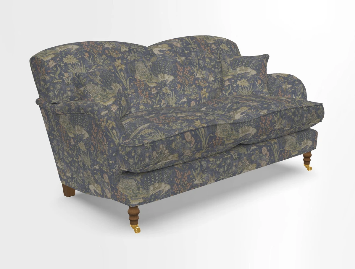 Kentwell 3 Seater 2 Hump Sofa in RHS Botanicals Henry Moon Lions Tail Teal