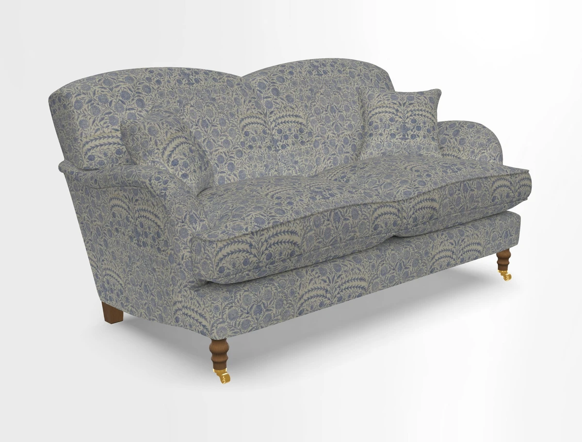 Kentwell 3 Seater 2 Hump Sofa in RHS Botanicals Henry Moon Lions Tail Teal