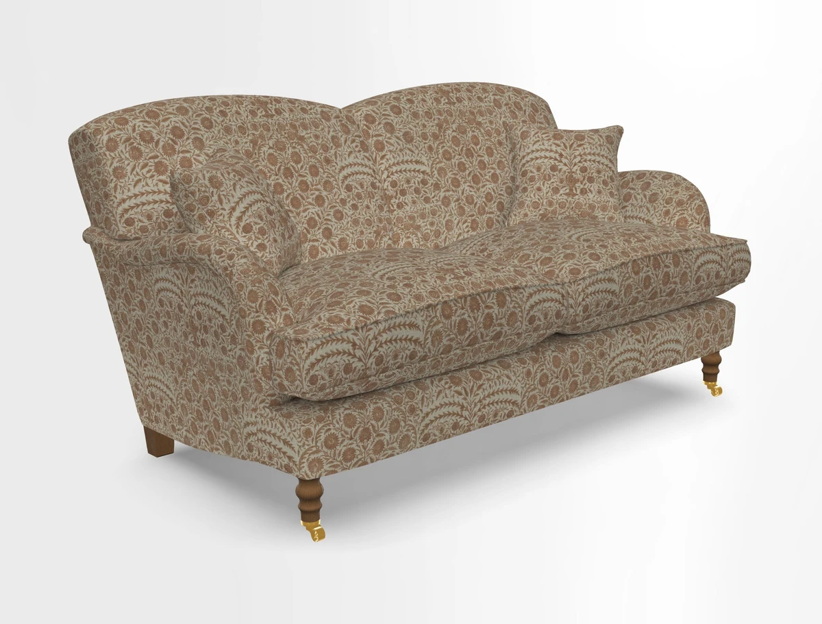 Kentwell 3 Seater 2 Hump Sofa in RHS Botanicals Henry Moon Lions Tail Teal