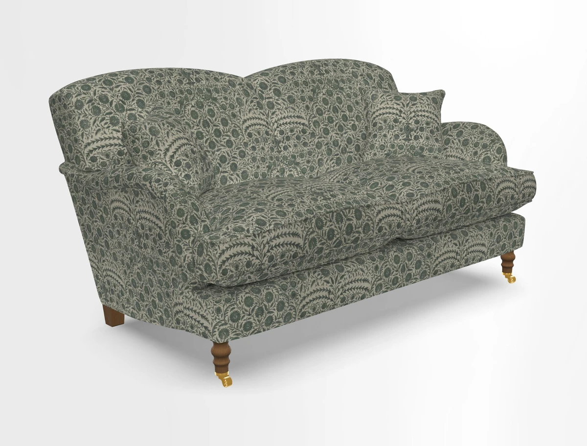 Kentwell 3 Seater 2 Hump Sofa in RHS Botanicals Henry Moon Lions Tail Teal