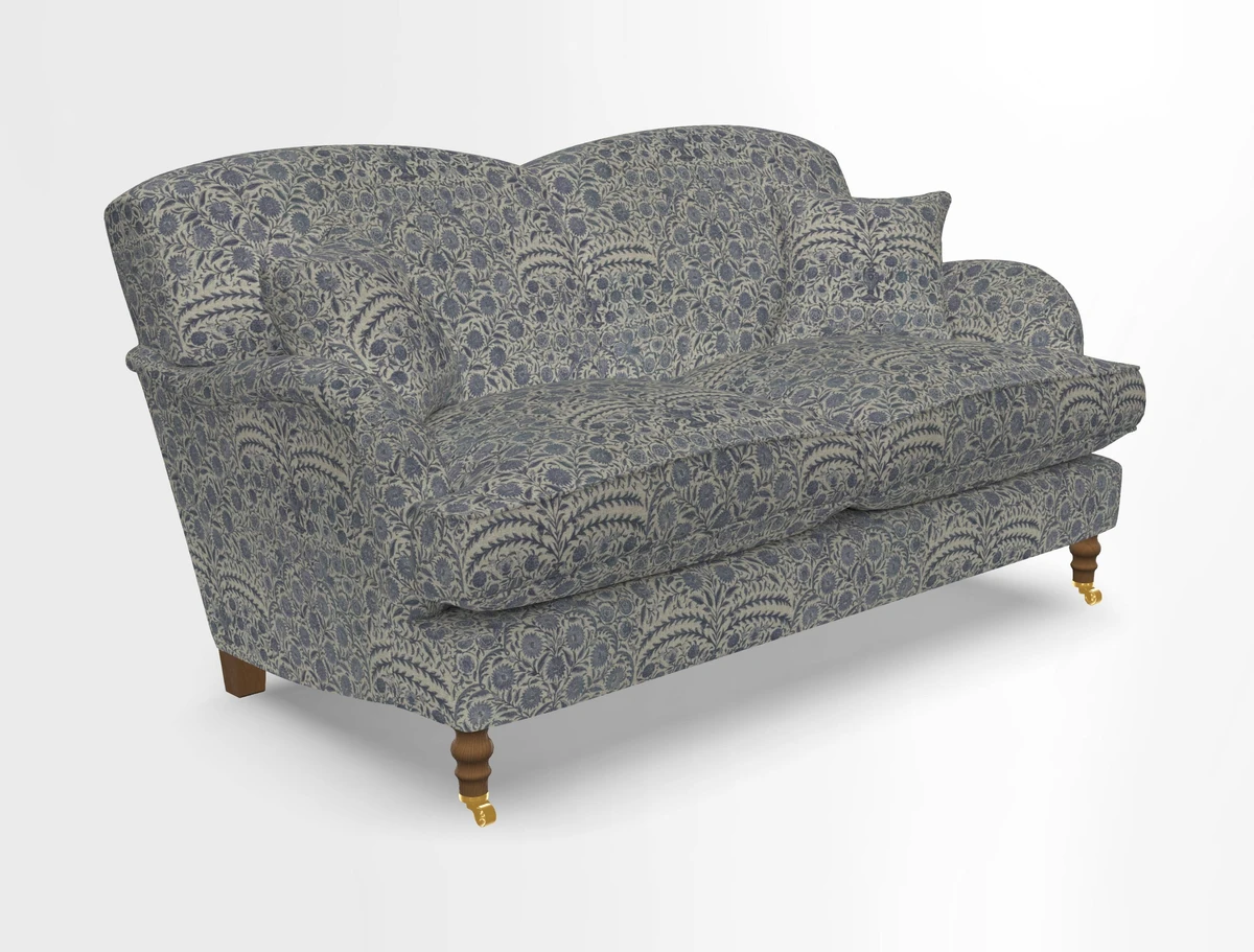 Kentwell 3 Seater 2 Hump Sofa in RHS Botanicals Henry Moon Lions Tail Teal