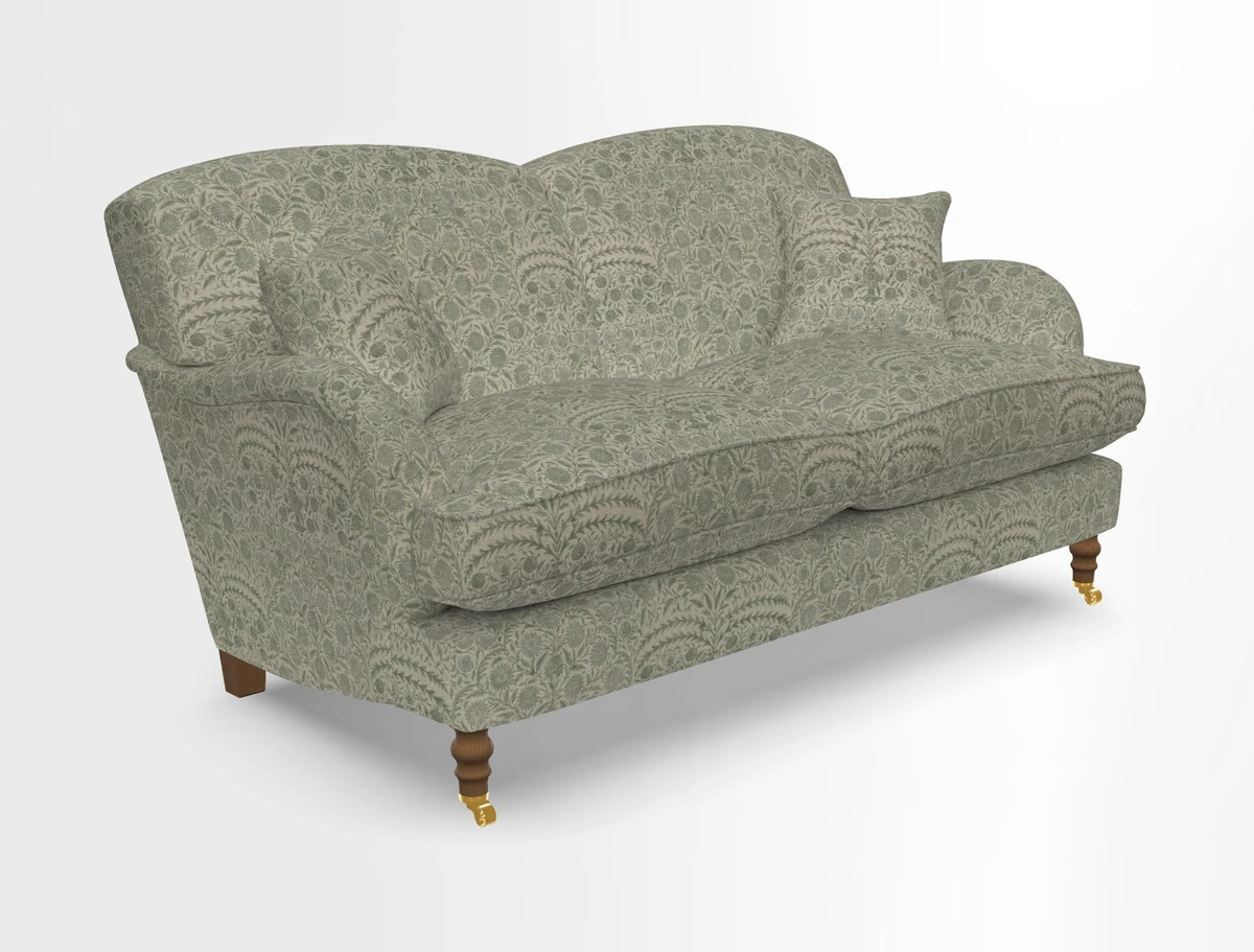 Kentwell 3 Seater 2 Hump Sofa in RHS Botanicals Henry Moon Lions Tail Teal