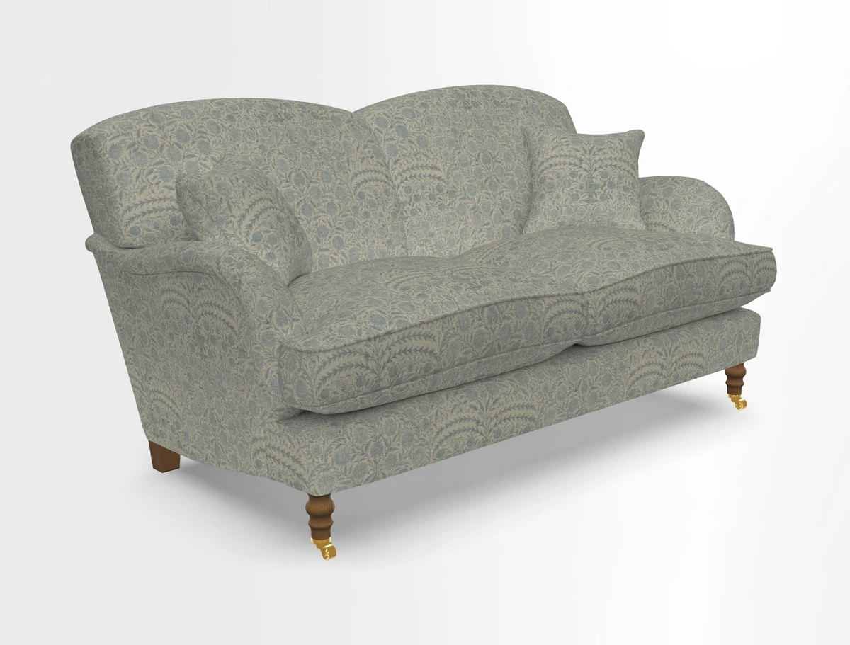 Kentwell 3 Seater 2 Hump Sofa in RHS Botanicals Henry Moon Lions Tail Teal