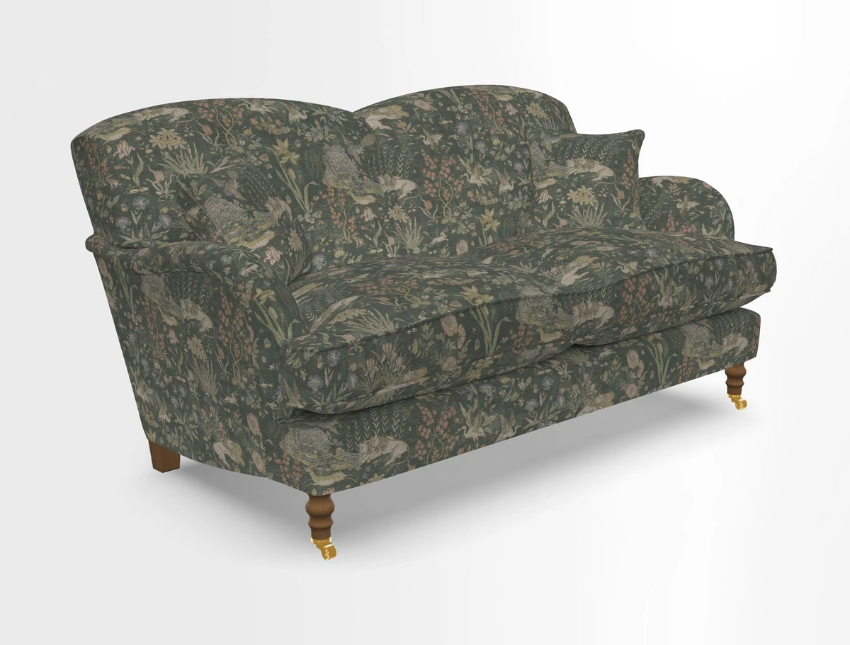Kentwell 3 Seater 2 Hump Sofa in RHS Botanicals Henry Moon Lions Tail Teal
