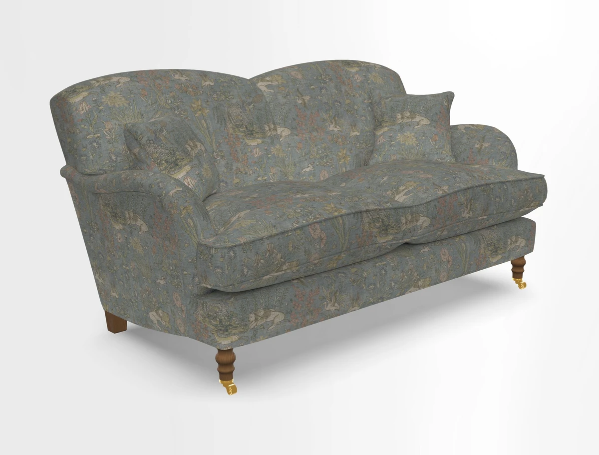 Kentwell 3 Seater 2 Hump Sofa in RHS Botanicals Henry Moon Lions Tail Teal
