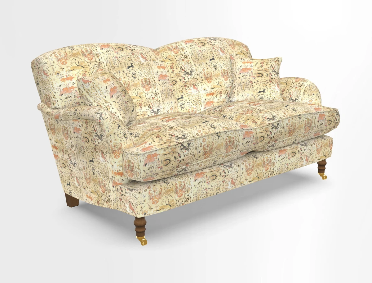 Kentwell 3 Seater 2 Hump Sofa in RHS Botanicals Henry Moon Lions Tail Teal