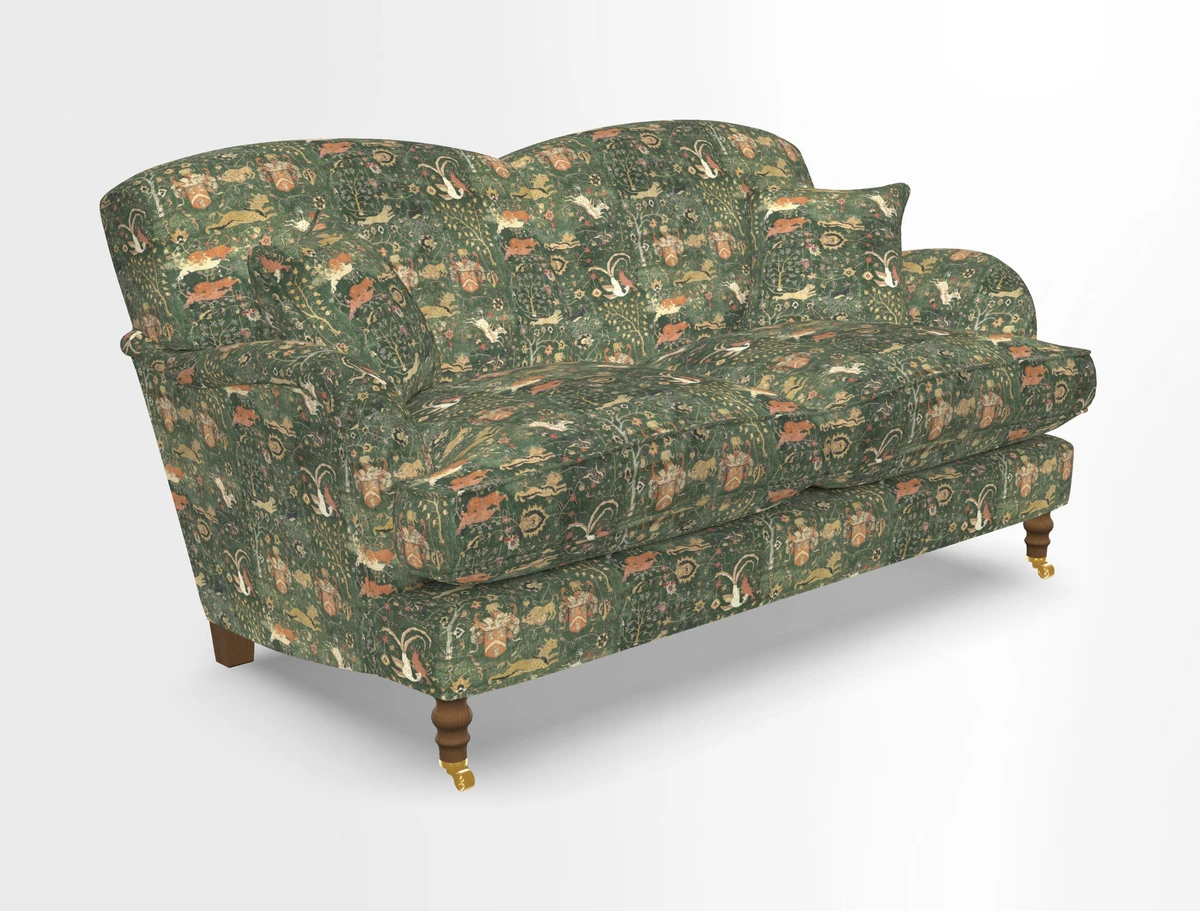 Kentwell 3 Seater 2 Hump Sofa in RHS Botanicals Henry Moon Lions Tail Teal