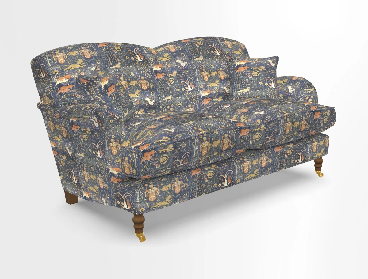 Kentwell 3 Seater 2 Hump Sofa in RHS Botanicals Henry Moon Lions Tail Teal